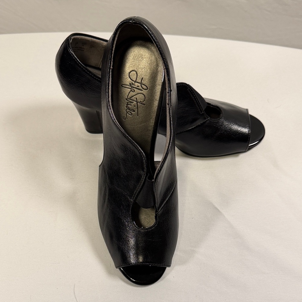 Life Stride Carla Shoes Size 8M Black Peep-Toe Heels - Picture 7 of 7